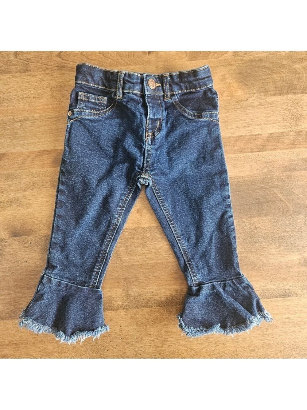5/$25 Toddler Girls Denim Flare Jeans Ruffle Hem Dark Wash Size 2T